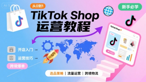 TikTok Shop从0到1运营教程，TikTok跨境电商新手必学课程-南友云赚