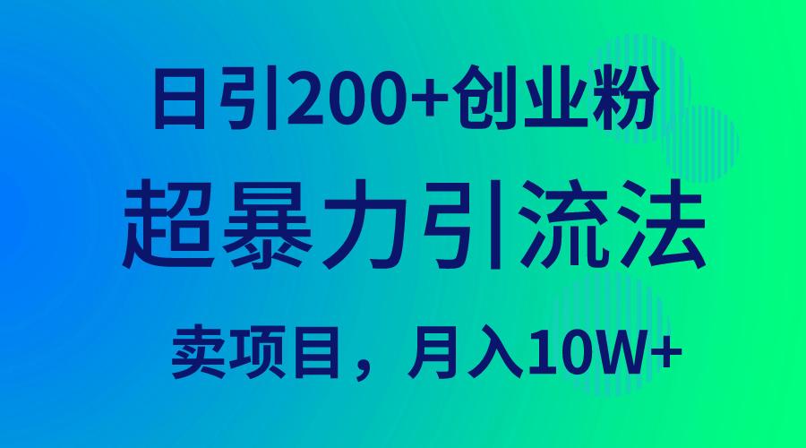 (9654期)超暴力引流法，日引200+创业粉，卖项目月入10W+-南友云赚