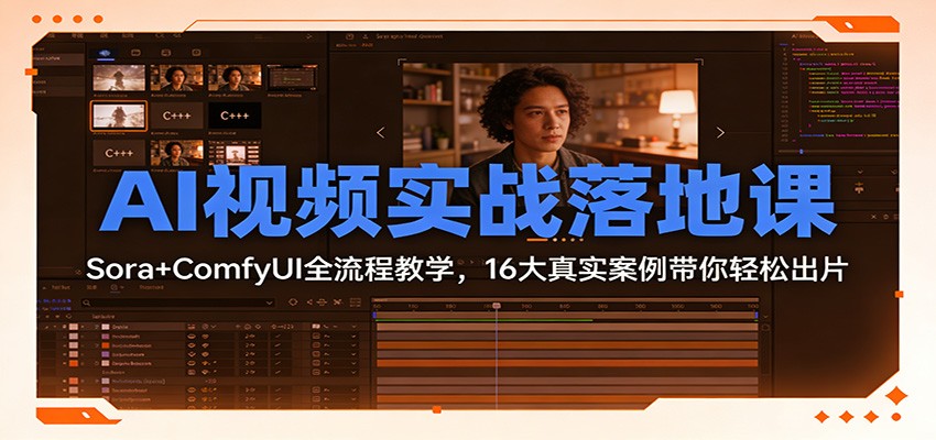 AI视频实战落地课：Sora+ComfyUI全流程教学，16大真实案例带你轻松出片-南友云赚