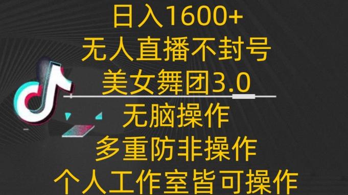 日入1600+，不封号无人直播美女舞团3.0，无脑操作多重防非操作，个人工作制皆可操作【揭秘】-南友云赚