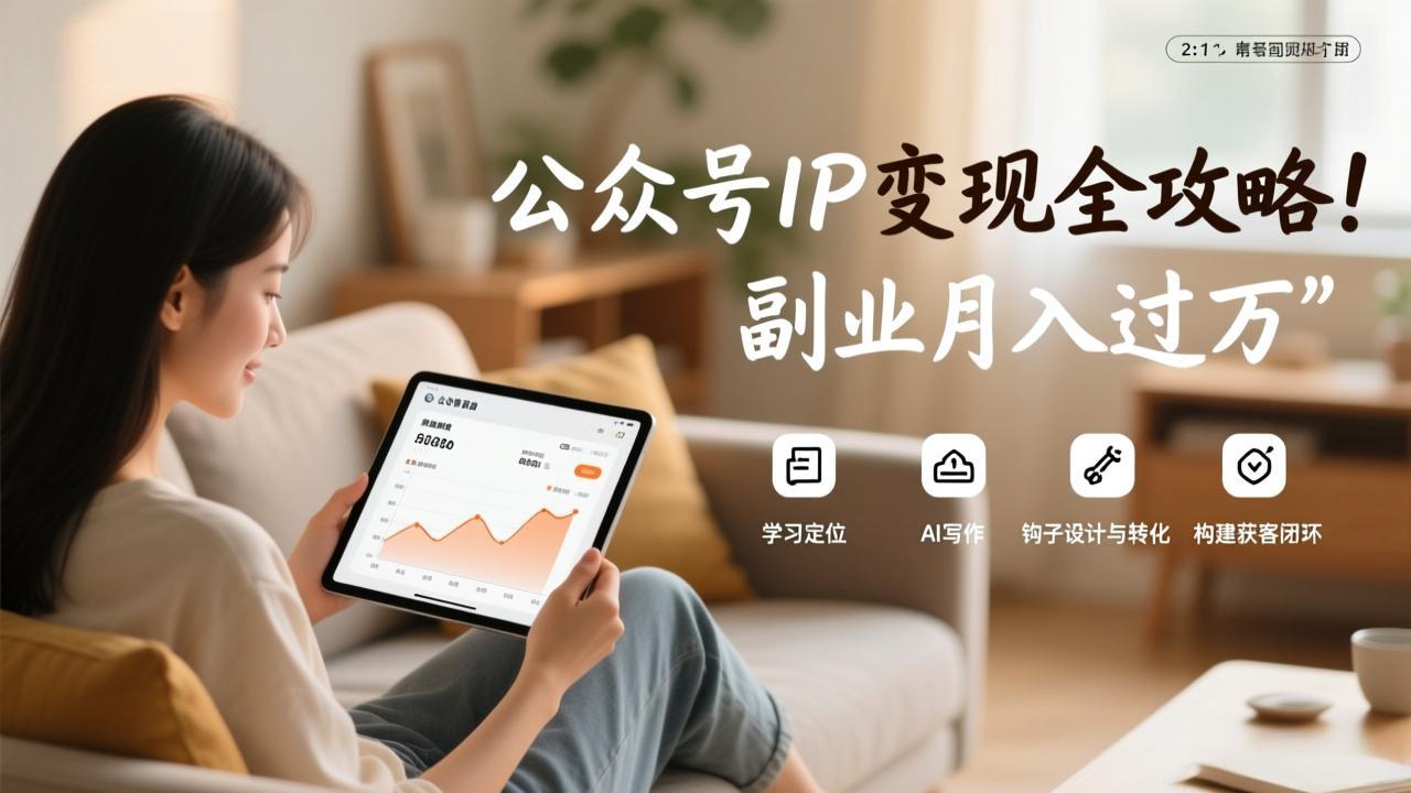 公众号IP变现全攻略，学习定位、AI写作、钩子设计与转化，构建获客闭环，副业月入过万-南友云赚