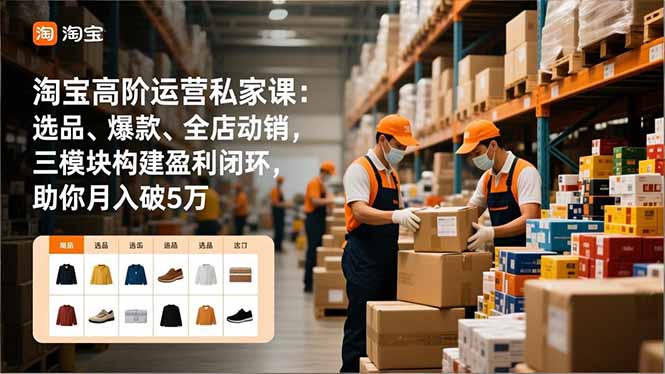 淘宝高阶运营私家课：选品、爆款、全店动销，三模块构建盈利闭环，助你月入破5万(更新12月-南友云赚