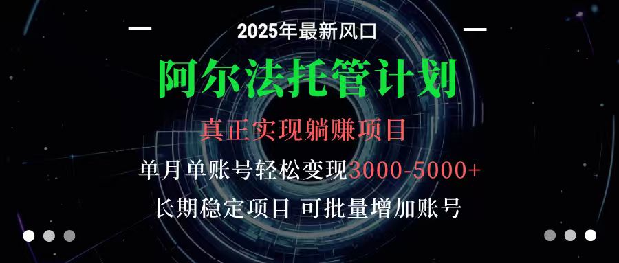 阿尔法托管计划 单账号月入3000-5000，长期稳定项目，新手小白轻松上手-南友云赚