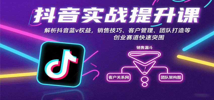 抖音实战提升课：解析抖音蓝v权益，销售技巧、客户管理、团队打造等创业赛道快速突围-南友云赚