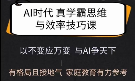 Ai时代真学霸思维与学习方法课，有格局且接地气，家庭教育有力参考-南友云赚