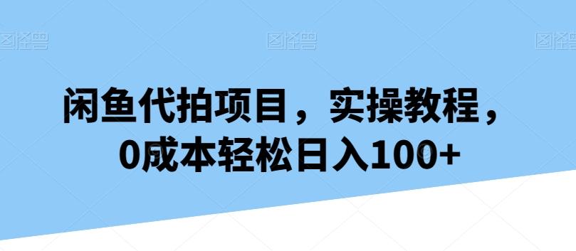 闲鱼代拍项目，实操教程，0成本轻松日入100+-南友云赚