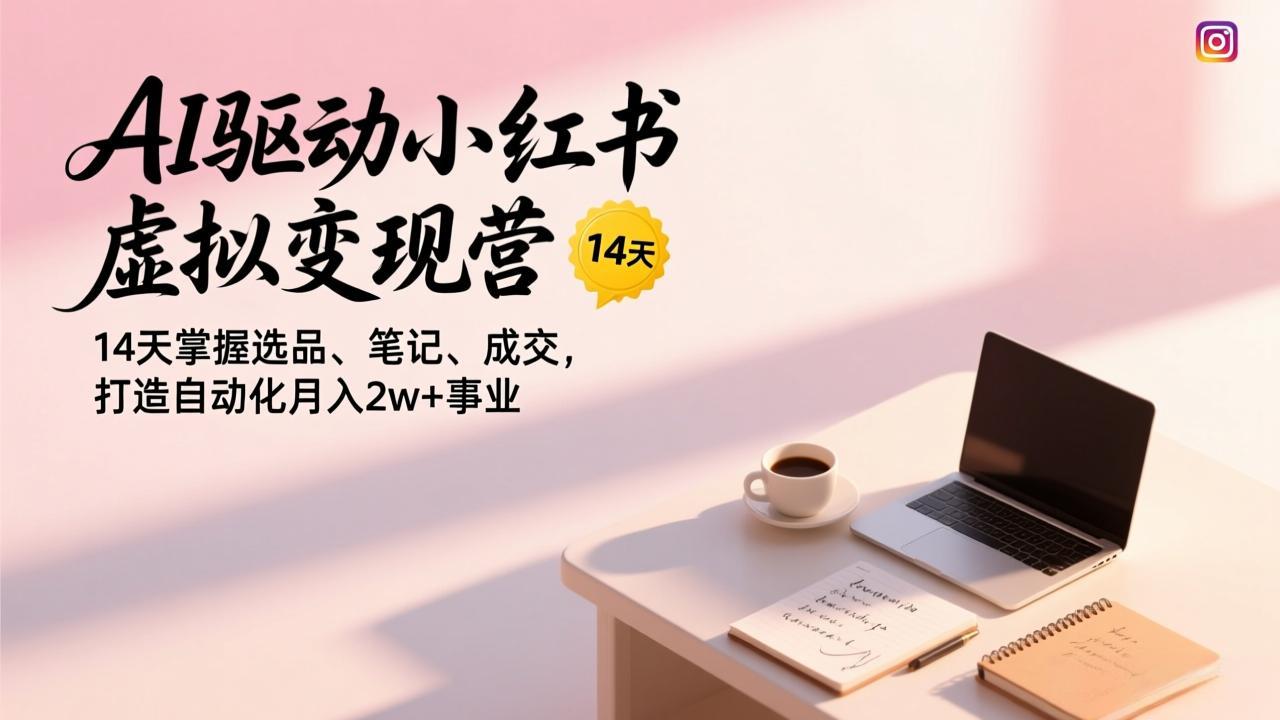 AI驱动小红书虚拟变现营，14天掌握选品、笔记、成交，打造自动化月入2w+事业-南友云赚