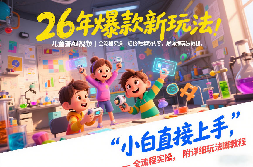 26年爆款新玩法，儿童科普AI视频，全流程实操，轻松做爆款内容，小白直接上手，附详细玩法教程-南友云赚