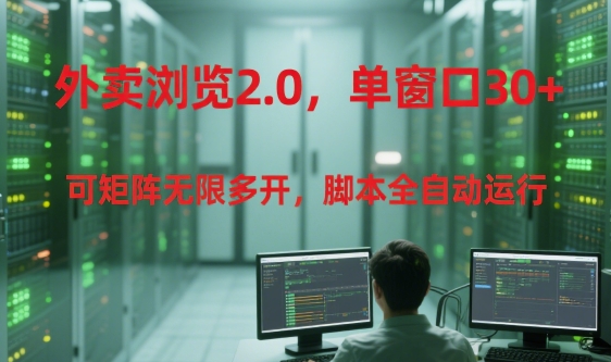外卖浏览2.0，单窗口30+可矩阵无限多开，脚本全自动运行【揭秘】-南友云赚