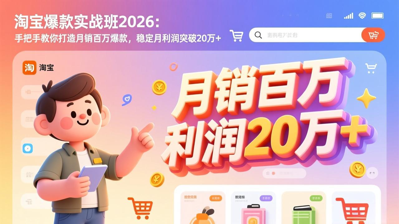 淘宝爆款实战班2026：手把手教你打造月销百万爆款，稳定月利润突破20万+-南友云赚