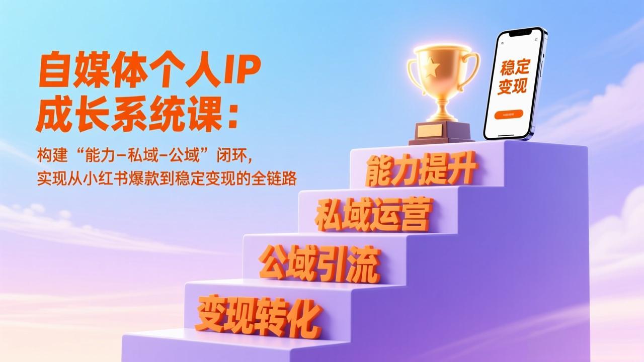 自媒体个人IP成长系统课：构建“能力-私域-公域”闭环，实现从小红书爆款到稳定变现的全链路-南友云赚