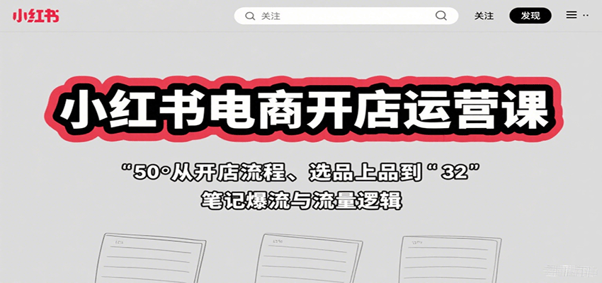 小红书电商开店运营课：从开店流程、选品上品到笔记爆流与流量逻辑-南友云赚