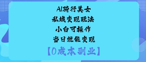 AI骑行美女私域变现玩法小白可操作当日就能变现-南友云赚