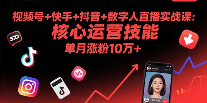 视频号+快手+抖音+数字人直播实战课(9月-南友云赚