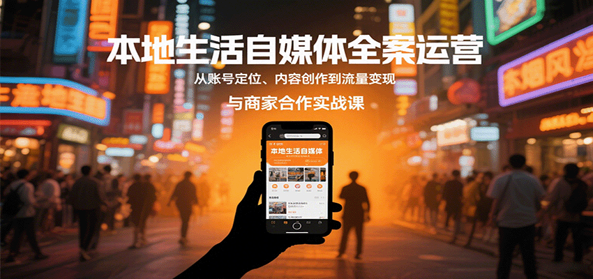 本地生活自媒体全案运营，从账号定位、内容创作到流量变现与商家合作实战课-南友云赚