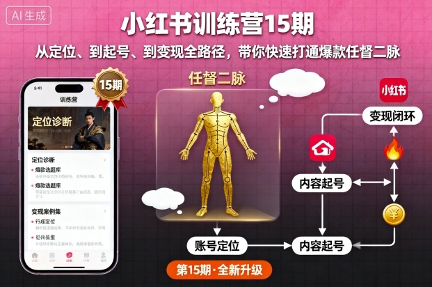 5646b6b84db2835c084712d776aaf7ef.jpeg 小红书训练营15期,从定位、到起号、到变现全路径,带你快速打通爆款任督二脉