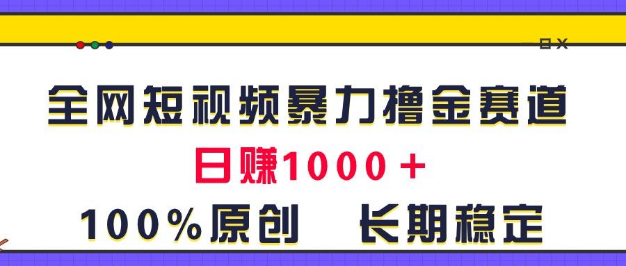 全网短视频暴力撸金赛道，日入1000＋！原创玩法，长期稳定-南友云赚