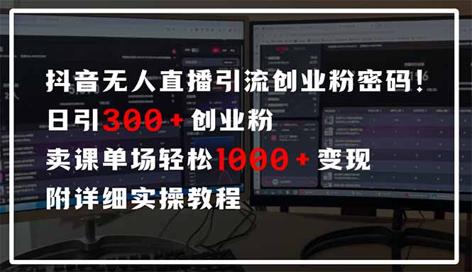 抖音无人直播引流密码！日引300+创业粉 单场轻松1000+变现 附详细实操教程-南友云赚