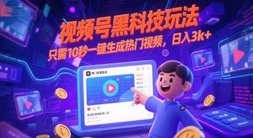 视频号黑科技玩法，只需10秒一键生成热门视频，日入3k+【揭秘】-南友云赚