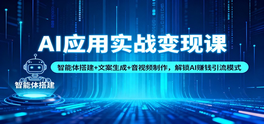 AI应用实战变现课：智能体搭建+文案生成+音视频制作，解锁AI赚钱引流模式-南友云赚