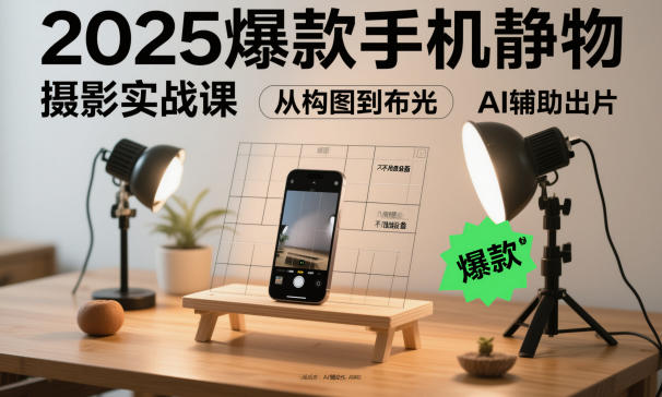 583f026ac1a8c77a44860768e2b5b258.jpeg 2025爆款手机静物摄影实战课,从构图到布光,不用贵设备,AI辅助出片