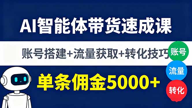 AI智能体带货速成课，账号搭建+流量获取+转化技巧，单条佣金5000+-南友云赚