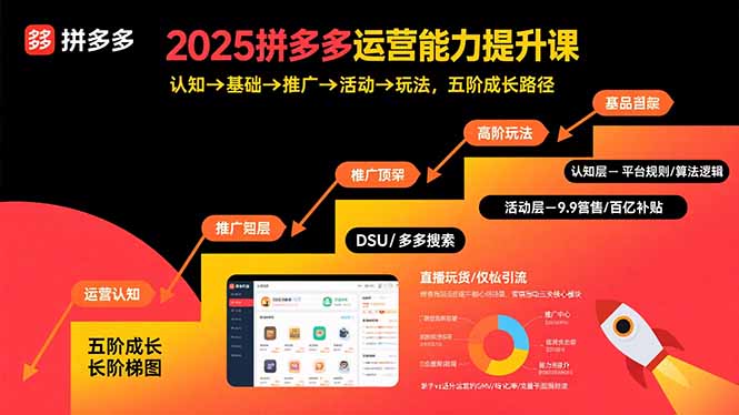 2025拼多多运营能力提升课：认知→基础→推广→活动→玩法，五阶成长路径-南友云赚