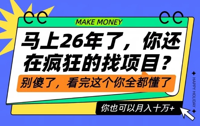 26年了，不要再疯狂的找项目了，看完这个你也可以月入十个W【揭秘】-南友云赚