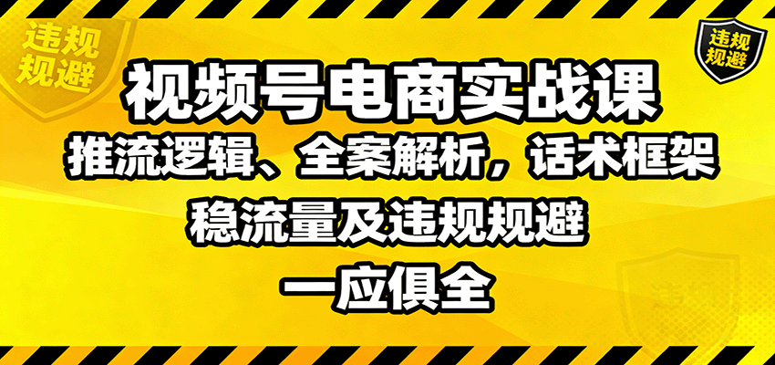 视频号电商实战课：推流逻辑、全案解析，话术框架，稳流量及违规规避等-南友云赚