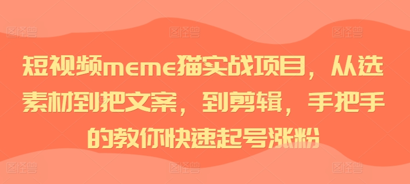 5b8e5af3cb34a2de59133b8e3444129b.jpeg 短视频meme猫实战项目,从选素材到把文案,到剪辑,手把手的教你快速起号涨粉