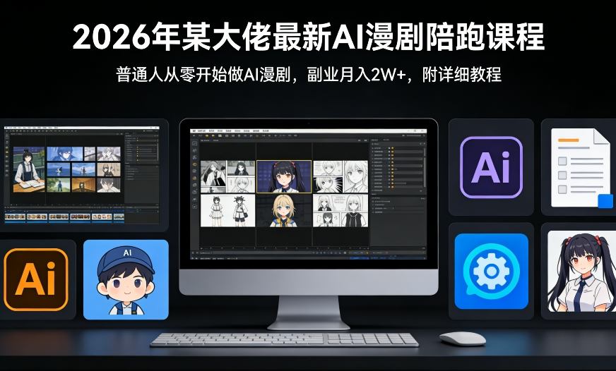 26年某大佬最新Ai漫剧陪跑课程，普通人从零开始做AI漫剧，副业月入2W+-南友云赚