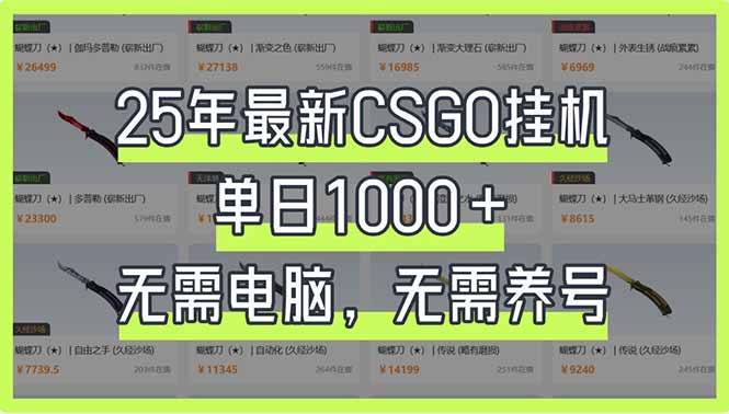 25年最新CSGO挂机系统，单日1000+，无需电脑，无需养号，0基础可上手-南友云赚