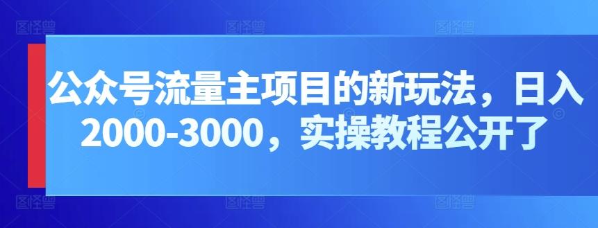 公众号流量主项目的新玩法，日入2000-3000，实操教程公开了-南友云赚