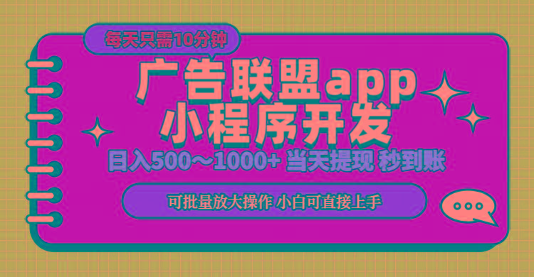 小程序开发 广告赚钱 日入500~1000+ 小白轻松上手！-南友云赚