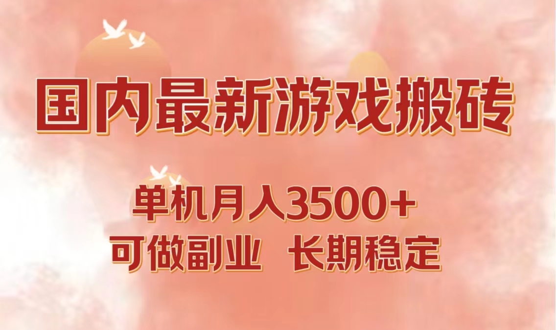 国内最新游戏打金搬砖，单机月入3500+可做副业 长期稳定-南友云赚