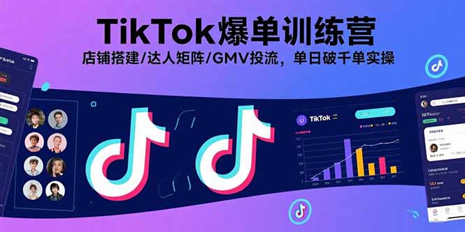 TikTok爆单训练营，店铺搭建/达人矩阵/GMV投流，单日破千单实操-南友云赚