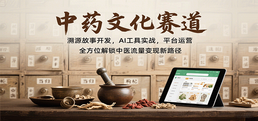 中药文化赛道：溯源故事开发，AI工具实战，平台运营，全方位解锁中医流量变现新路径-南友云赚