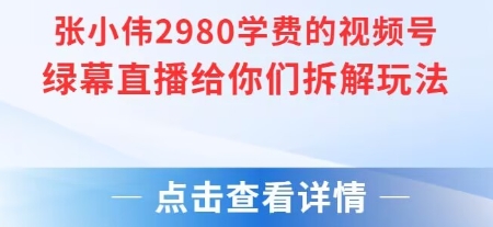 张小伟2980付费额视频号绿幕直播给你们拆解玩法-南友云赚
