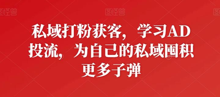 私域打粉获客，学习AD投流，为自己的私域囤积更多子弹-南友云赚