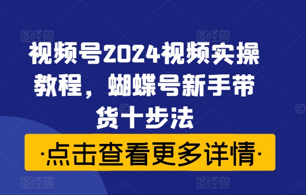 视频号2024视频实操教程，蝴蝶号新手带货十步法-南友云赚