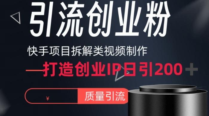 快手项目拆解类视频详细制作流程打造个人IP，单日引流200+高质量创业粉【揭秘】-南友云赚