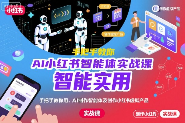 AI小红书智能体实战课，手把手教你用AI制作智能体及创作小红书虚拟产品，提效+内容商业化-南友云赚