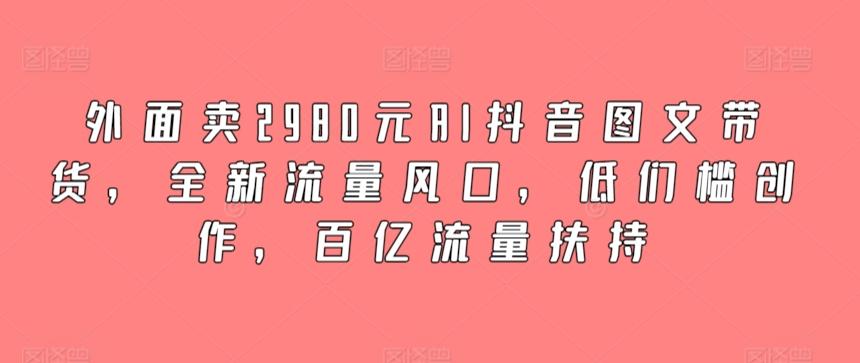 外面卖2980元AI抖音图文带货，全新流量风口，低们槛创作，百亿流量扶持-南友云赚