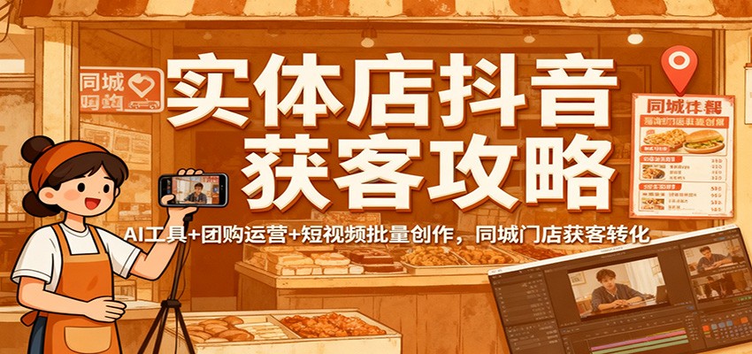 实体店抖音获客攻略：AI工具+团购运营+短视频批量创作，同城门店获客转化-南友云赚