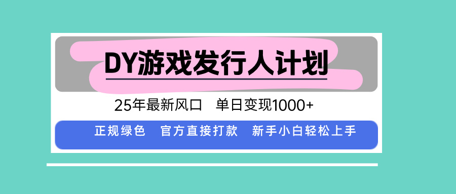 DY小游戏发行人计划，25年最新风口，单日变现1000+，官方 直接打款，新…-南友云赚