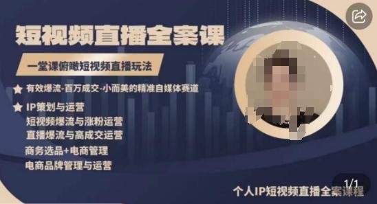 高品质IP短视频直播全案课程，一堂课俯瞰短视频直播玩法-南友云赚