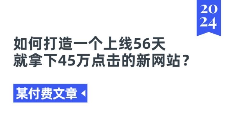 某付费文章《如何打造一个上线56天就拿下45万点击的新网站?》-南友云赚