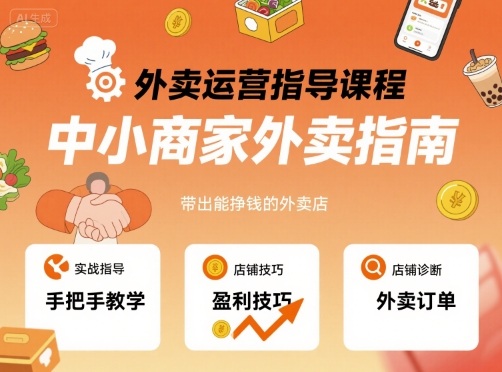 外卖运营指导课程，中小商家外卖指南，手把手带出能挣钱的外卖店-南友云赚