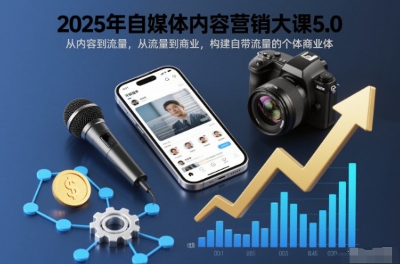 2025年自媒体内容营销大课5.0，从内容到流量，从流量到商业，构建自带流量的个体商业体-南友云赚