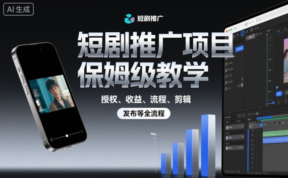 短剧推广项目保姆级教学，授权、收益、流程、剪辑，发布等全流程-南友云赚